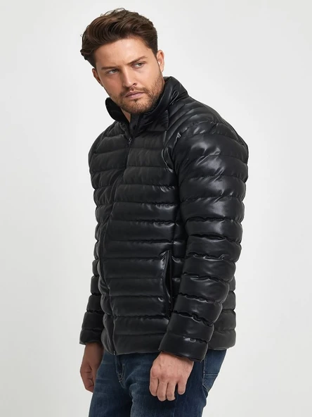 Zagmen Z01230 Erkek Slim Fit Şişme Deri Mont - Resim 9