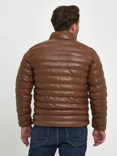 Zagmen Z01230 Erkek Slim Fit Şişme Deri Mont - 5