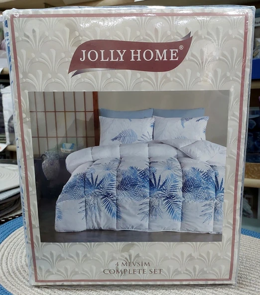 Jolly Home 4 Mevsim Çift Kişilik Kapitoneli Nevresim Takımı-Kumsal Lacivert - Resim 3