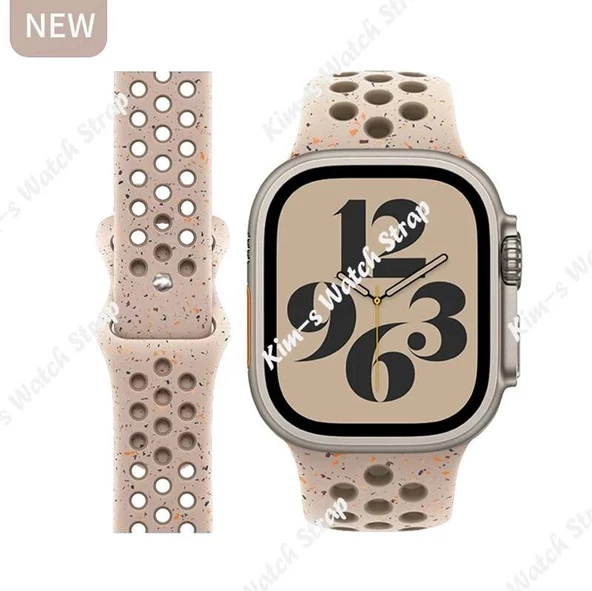 Apple Watch 38 mm KRD-02 Seri Suya Dayanıklı Delikli Renkli Silikon Kordon - 11