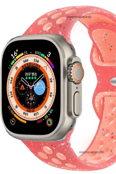 Apple Watch 38 mm KRD-02 Seri Suya Dayanıklı Delikli Renkli Silikon Kordon - 9