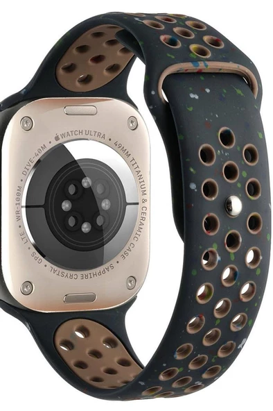Apple Watch 38 mm KRD-02 Seri Suya Dayanıklı Delikli Renkli Silikon Kordon - 5