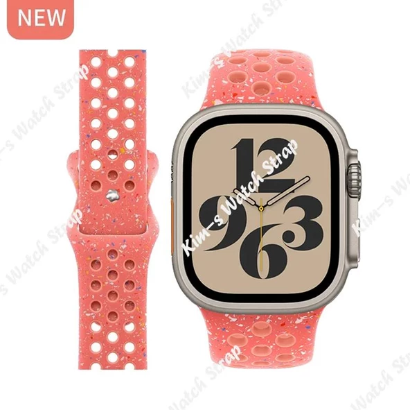 Apple Watch 38 mm KRD-02 Seri Suya Dayanıklı Delikli Renkli Silikon Kordon - 10