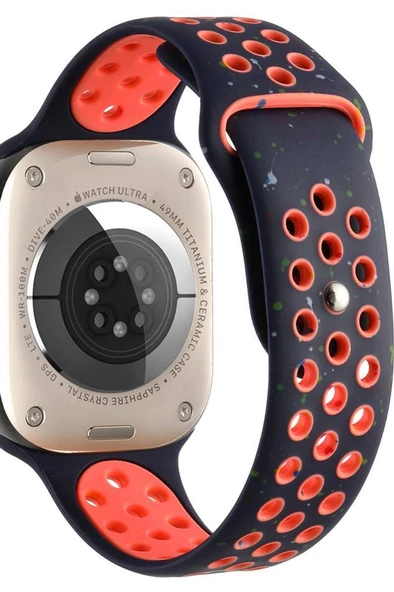 Apple Watch 38 mm KRD-02 Seri Suya Dayanıklı Delikli Renkli Silikon Kordon - 4