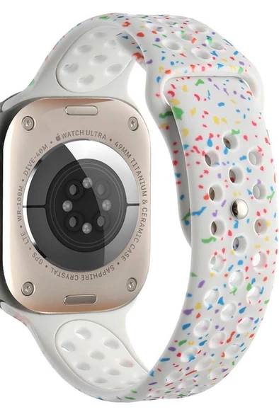 Apple Watch 38 mm KRD-02 Seri Suya Dayanıklı Delikli Renkli Silikon Kordon