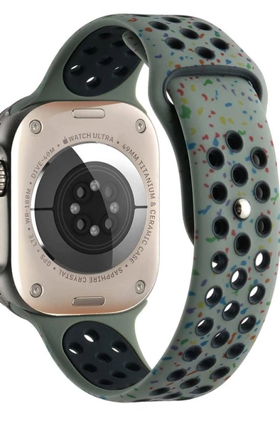 Apple Watch 38 mm KRD-02 Seri Suya Dayanıklı Delikli Renkli Silikon Kordon - 3
