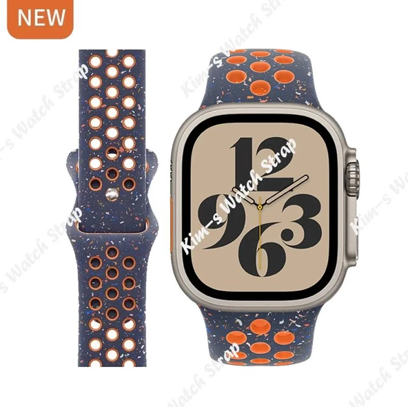 Apple Watch 38 mm KRD-02 Seri Suya Dayanıklı Delikli Renkli Silikon Kordon - 12