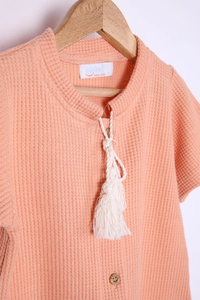 Babyhola Kız Erkek Çocuk Casual Gofre Tulum 1706 - 3