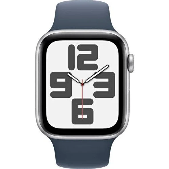 Apple Watch SE 2.Nesil (2023) GPS 44mm Silver Aluminium Case with Storm Blue Sport Band - M/L