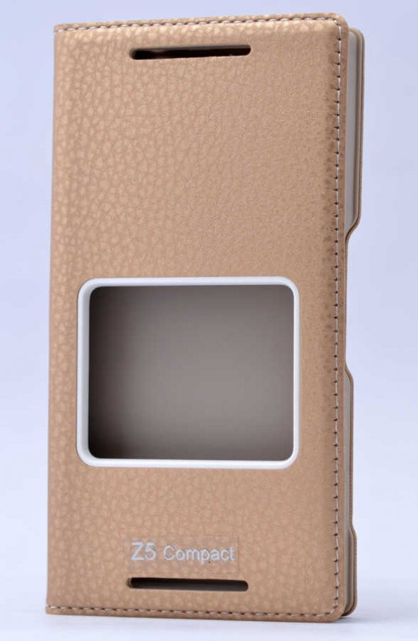 Sony Xperia Z5 Compact için Kılıf Kapaklı Pencereli Silikon İç Kısımlı
