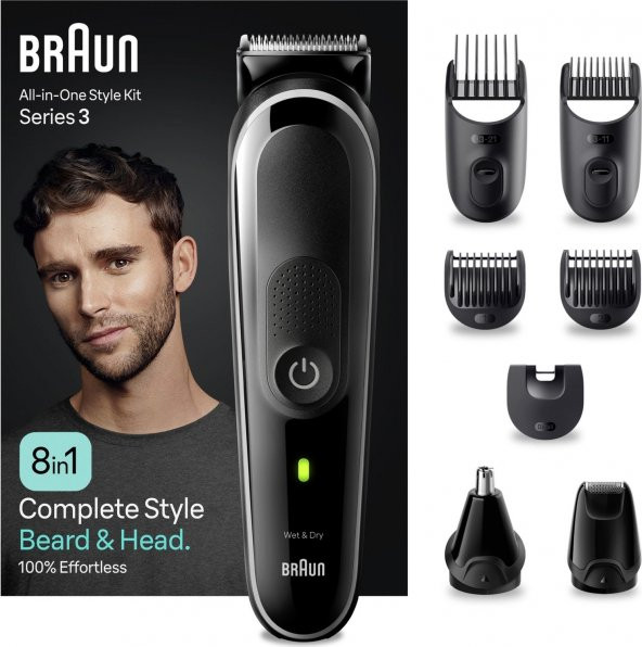 Braun Series 3 MGK3440 Hepsi Bir Arada Şekillendirme Seti, 8’i 1 Arada Erkek Bakım Kiti