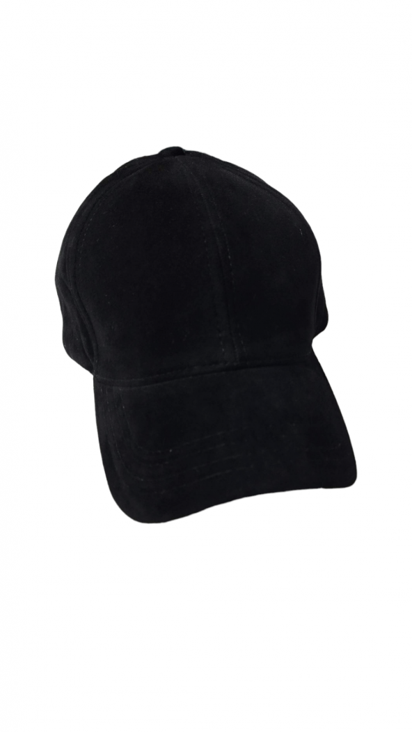 Kadife Arkası Cırtlı Ayarlanabilir Unisex Kep Şapka Siyah