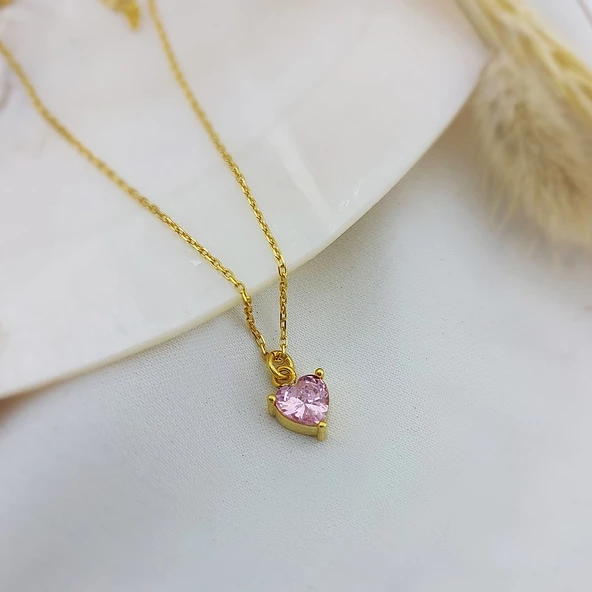 Vaoov 925 Ayar Gümüş Pembe Kalp Kolye ürün görseli