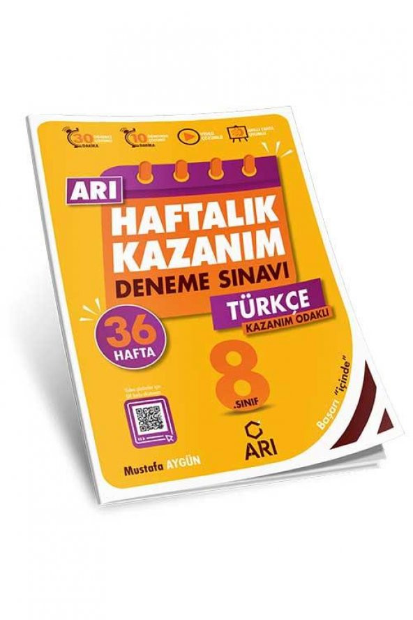 Arı Yayıncılık 8. Sınıf Türkçe Arı Haftalık Kazanım Deneme