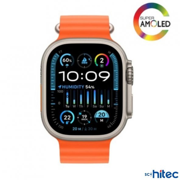 ScHitec Watch HK9 Ultra 2 Amoled Ekran Android İos HarmonyOs Uyumlu Akıllı Saat Turuncu - 4