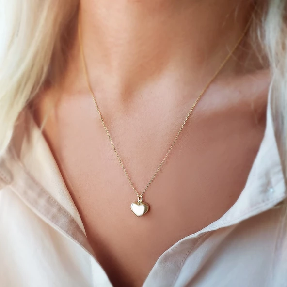 Vaoov 925 Ayar Gümüş Bombeli Kalp Kolye - Resim 4