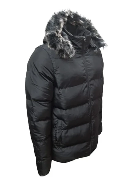 Zagmen Z01325 Erkek Kapüşonu Kürklü İçi Peluşlu Şişme Mont - Resim 5