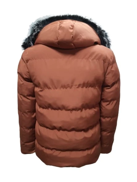 Zagmen Z01325 Erkek Kapüşonu Kürklü İçi Peluşlu Şişme Mont - Resim 3