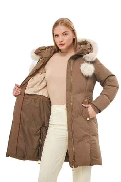 Kadın Spor Kapüşonlu Mont  M5304 BGL-ST03222 - Resim 7