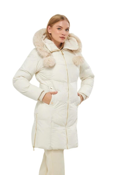 Kadın Spor Kapüşonlu Mont  M5304 BGL-ST03222 - Resim 4