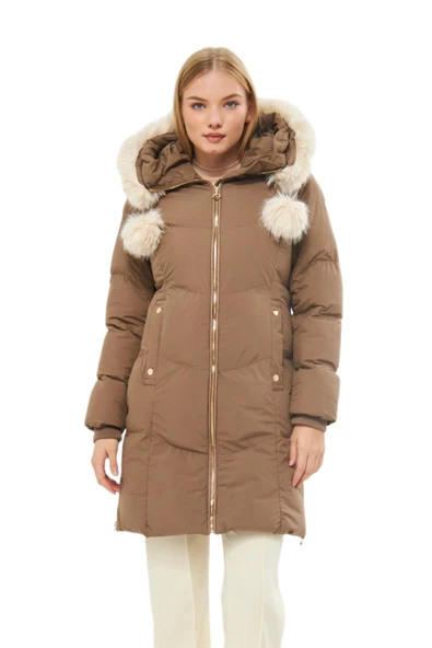 Kadın Spor Kapüşonlu Mont  M5304 BGL-ST03222 - Resim 5