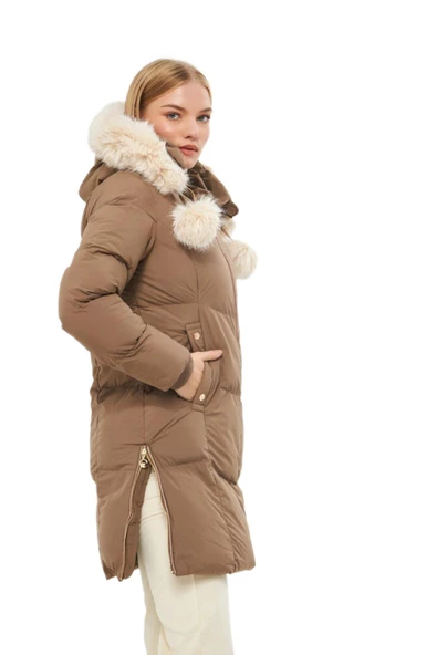 Kadın Spor Kapüşonlu Mont  M5304 BGL-ST03222 - Resim 11