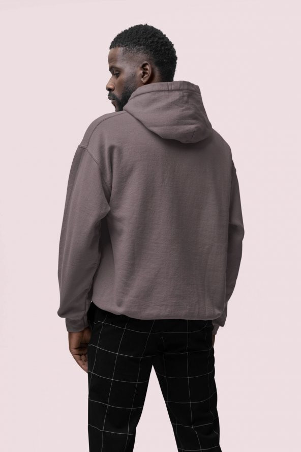 Zeus Baskılı Gri Erkek Kapüşonlu 3 iplik Şardonlu Ribanalı Sweatshirt Hoodie - 2