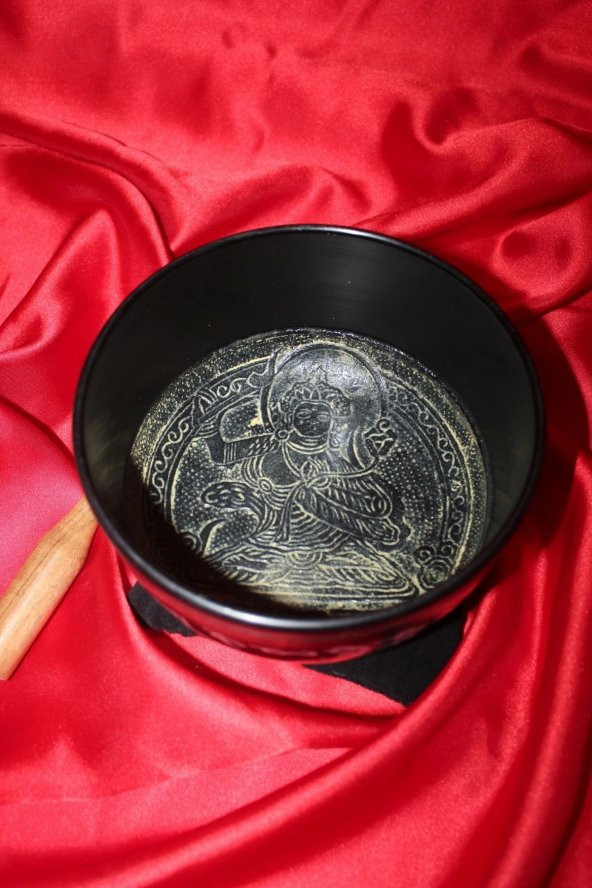 Siyah Meditasyon Çanı Yoga Çanı Tibet Çanağı 17cm - Resim 5