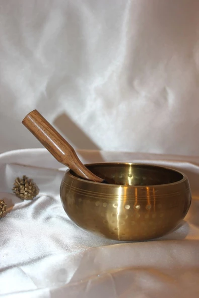 Meditasyon Çanı Tibet Çanağı Pirinç Kaplama 7 Element 16 cm - 6