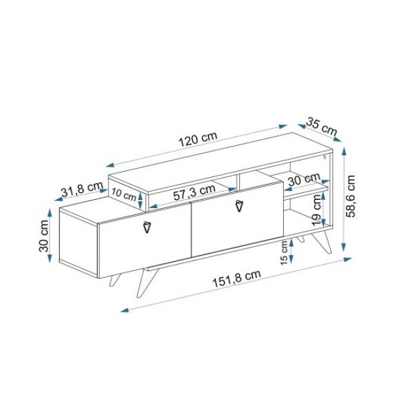 BMdekor TV Sehpası Yaprak Ceviz 150 cm - 4