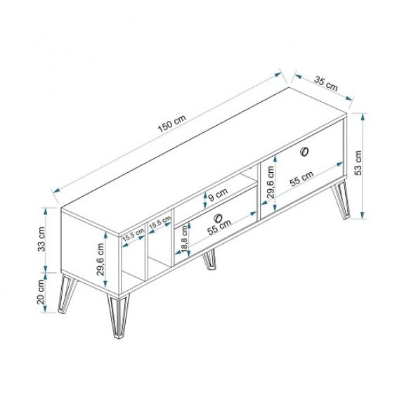 BMdekor TV Sehpası Alfas Beyaz 150 cm - 3