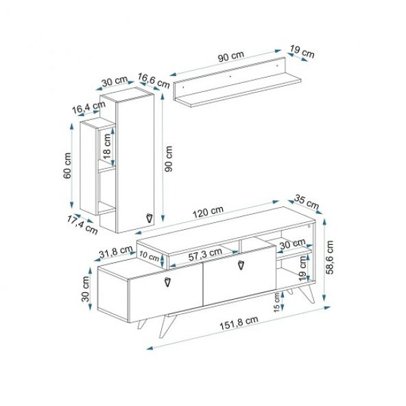 BMdekor TV Ünitesi Cunda Kristal 150 cm - 3