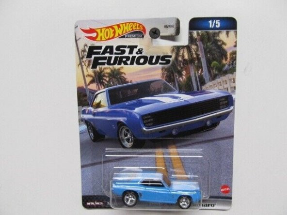 Hot Wheels - Premium - Fast & Furious - Blue 1969 Camaro w/ Real Riders- TPN14