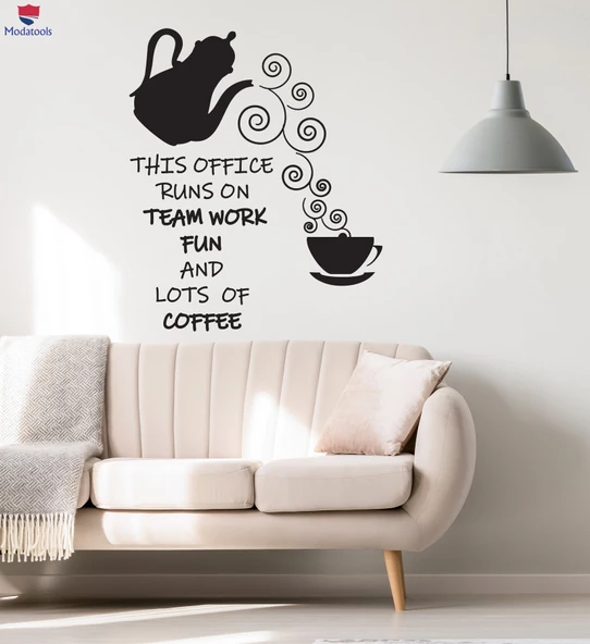 Oturma Odası, Ofis, Dükkan Duvar Sticker Ofis Mola Odası Takım Çalışması Takım Çalışması Kahve Alıntı Kelimeler Cümle Çıkartmalar