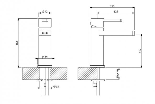 Bocchi Canyon Crystal Lavabo Bataryası Swarovski® kristalleri Krom - Resim 2