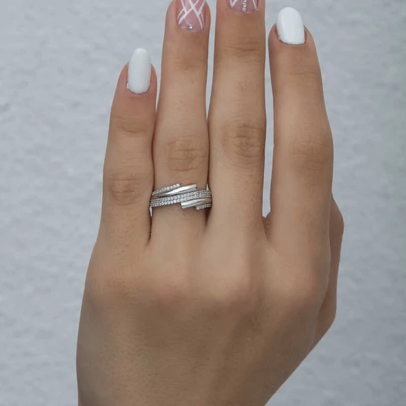 Gümüş Zirkon Taşlı Bayan Yüzük SL1973 - Resim 11