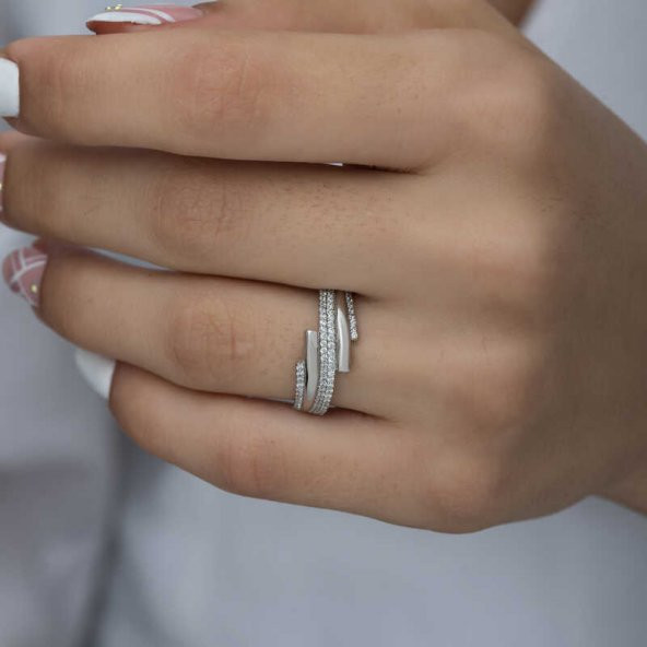 Gümüş Zirkon Taşlı Bayan Yüzük SL1973 - Resim 3