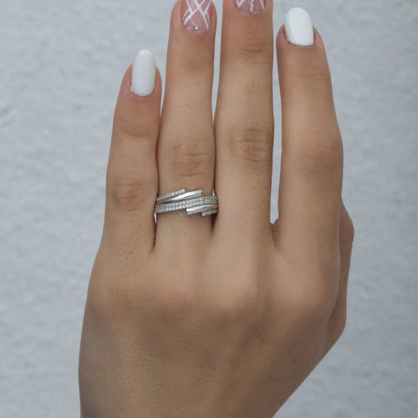 Gümüş Zirkon Taşlı Bayan Yüzük SL1973 - Resim 4