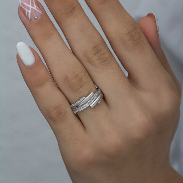 Gümüş Zirkon Taşlı Bayan Yüzük SL1973 - Resim 6