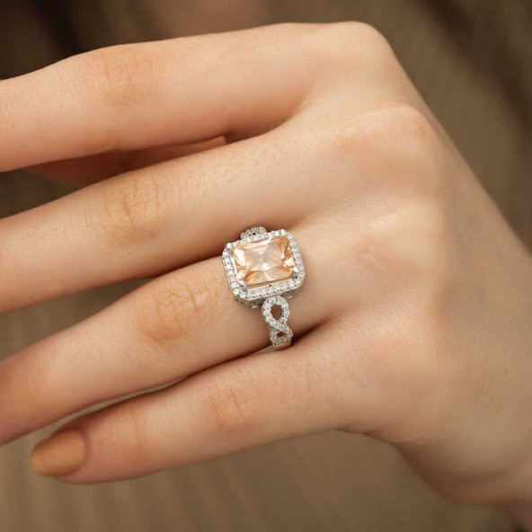 Gümüş Baget Kare Bayan Yüzük  SL1993 - Resim 3