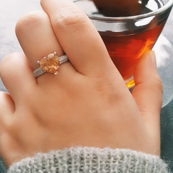 ​Gümüş Kalpli Bayan Yüzük SL3553 - Resim 2