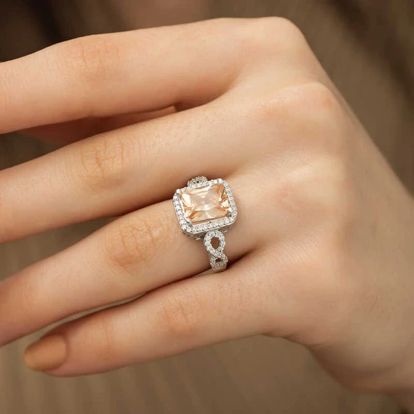 Gümüş Baget Kare Bayan Yüzük  SL1993 - Resim 8