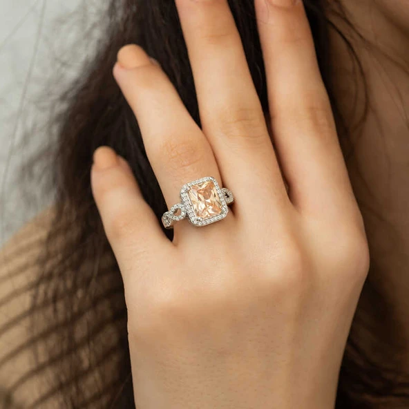 Gümüş Baget Kare Bayan Yüzük  SL1993 - Resim 10