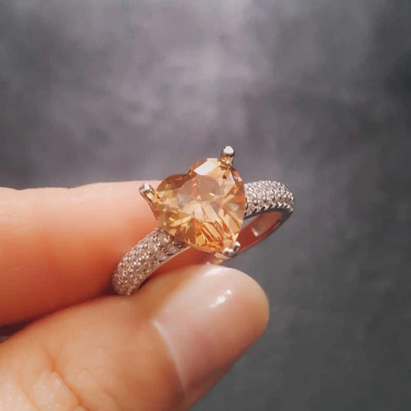 ​Gümüş Kalpli Bayan Yüzük SL3553 - Resim 3