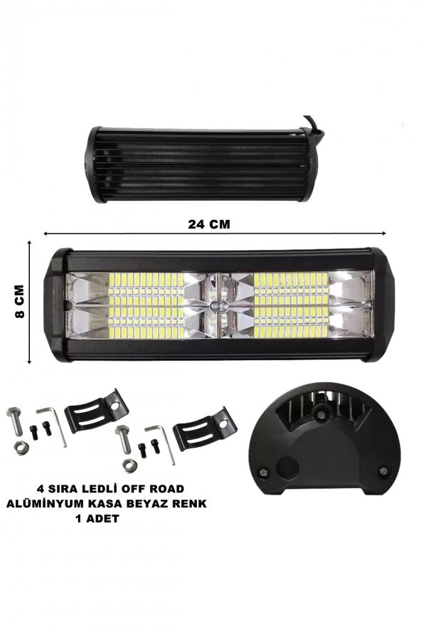 Off Road Power Led Lamba Beyaz Sabit Led 4 Sıra 48 Ledli 8 X 24 cm 1 Adet