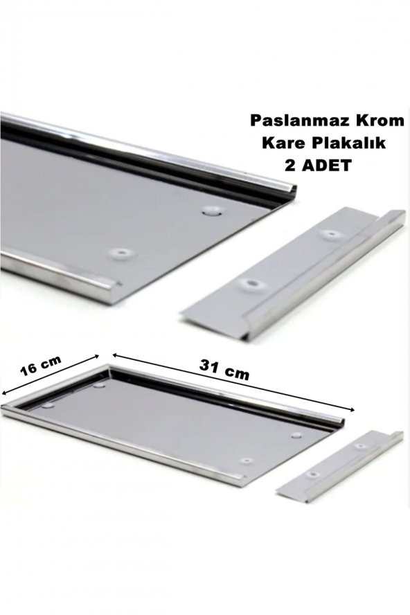 Paslanmaz Krom Nikelaj Kare Plakalık 16 Cm X 31 Cm 1. Kalite 2 Adet Gönderim -