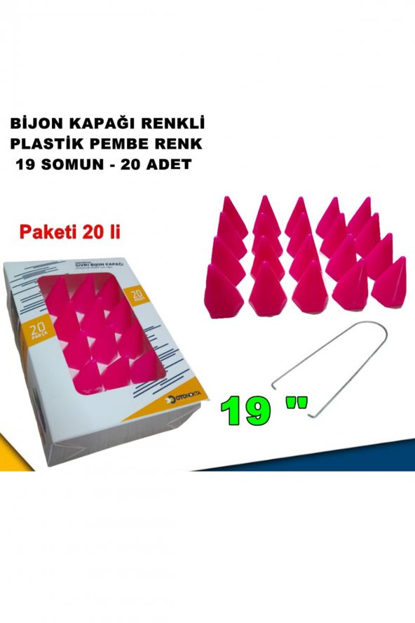 Sivri Mermi Tip Bijon Kapağı Plastik Pembe Renk 19 Mm Bijon Uyumlu 20 Adet -