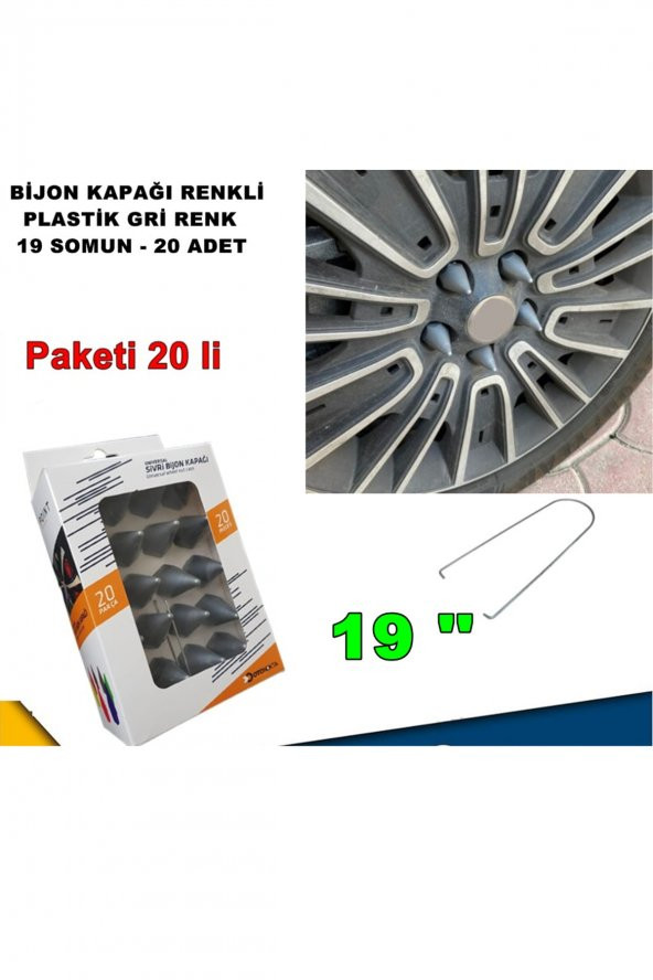 Sivri Mermi Tip Bijon Kapağı Plastik Gri Renk 19 Mm Bijon Uyumlu 20 Adet - - 1