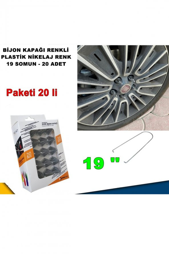 Sivri Mermi Tip Bijon Kapağı Krom Plastik Nikelaj Renk 19mm 20 Adet -