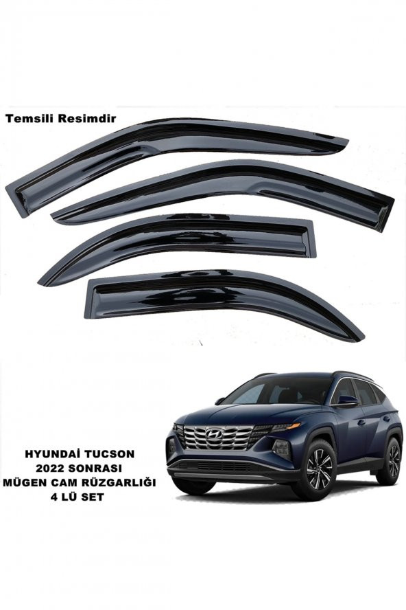 Hyundai Tucson Mügen Cam Rüzgarlığı 2022 Sonrası Kasalara Uyumlu 4 Lü Set Cam Rüzgarlığı -